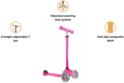 купить Самокат Globber Primo Lights розовый в Санкт-Петербурге Спб - фото 