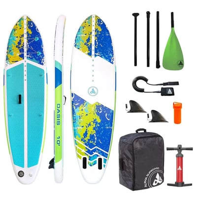 купить Надувная доска для SUP-бординга ALPHA SUPBOARD OASIS 10 COMPACT BLUE/YELLOW в Москве - фото 