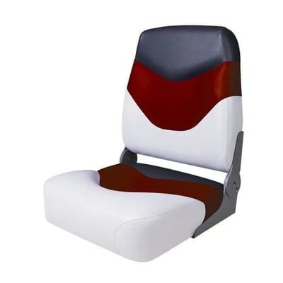 Кресло складное мягкое Premium High Back Boat Seat (белый/красный) в Чите