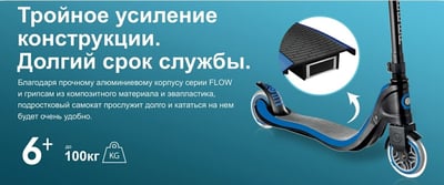 купить Самокат Городской Globber Flow 125 Lights со светящимися колёсами, фиолетовый фиолетовый в Волгодонске - фото 