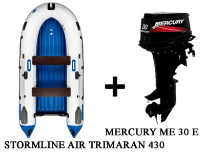 Лодка ПВХ STORMLINE AIR TRIMARAN 430 + 2х-тактный лодочный мотор MERCURY ME 30 E в Томске