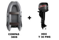 купить Лодка ПВХ COMPAS 380S + 2х-тактный лодочный мотор HDX T 30 FWS в Сергиевом Посаде - фото 