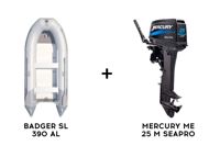 купить Лодка ПВХ BADGER SL 390 AL + 2х-тактный лодочный мотор MERCURY ME 25 M SEAPRO в Глазове - фото 