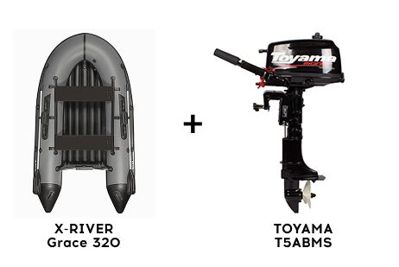 Лодка ПВХ X-RIVER Grace 320 + 2х-тактный лодочный мотор TOYAMA T5ABMS в Майкопе