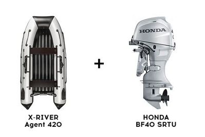 Лодка ПВХ X-RIVER Agent 420 + 4х-тактный лодочный мотор HONDA BF40 SRTU в Туле