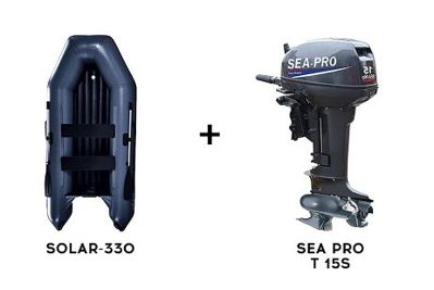Лодка ПВХ SOLAR-330 + 2х-тактный лодочный мотор SEA PRO T 15S в Дербенте
