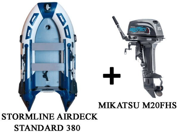 Лодка ПВХ STORMLINE AIRDECK STANDARD 380 + 2х-тактный лодочный мотор MIKATSU M20FHS в Сургуте