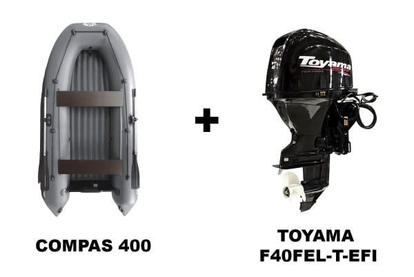 купить Лодка ПВХ COMPAS 400 + 4х-тактный лодочный мотор TOYAMA F40FEL-T-EFI в Энгельсе - фото 