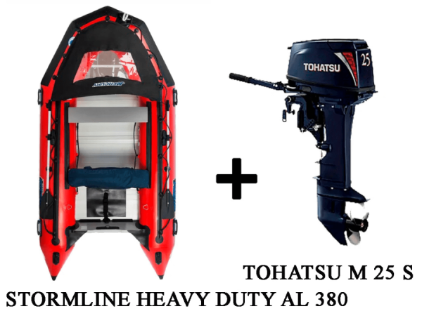 купить Лодка ПВХ STORMLINE HEAVY DUTY AL 380 + 2х-тактный лодочный мотор TOHATSU M 25 S в Шахты - фото 