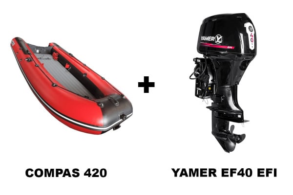 купить Лодка ПВХ COMPAS 420 + 4х-тактный лодочный мотор YAMER EF40 EFI в Энгельсе - фото 